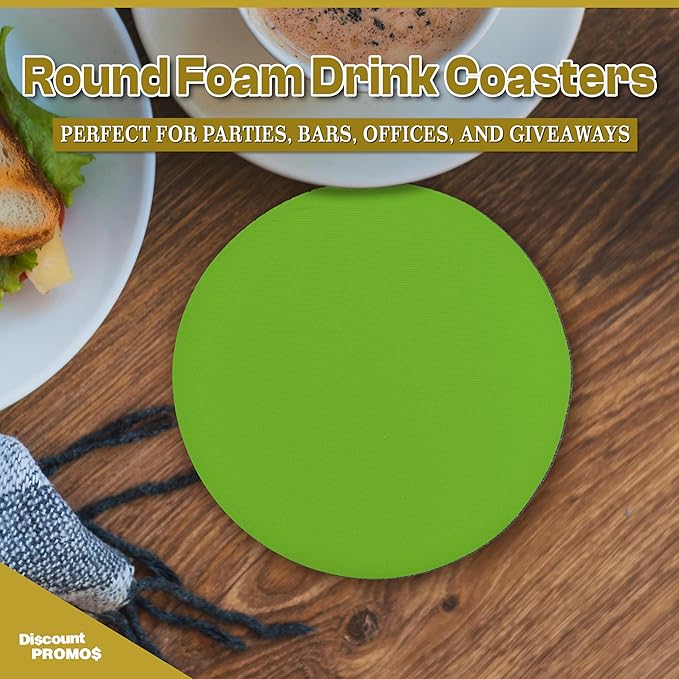 10 Round Foam Bud Coasters Pack, 4 inch - PU Foam, Party Favor - Lime Green