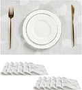 Leetaltree White Placemats Set of 12 - Heat Resistant Non-Slip Place mats for Dining Table, Washable Durable PVC Vinyl Woven Table Mats（White Circle,12）