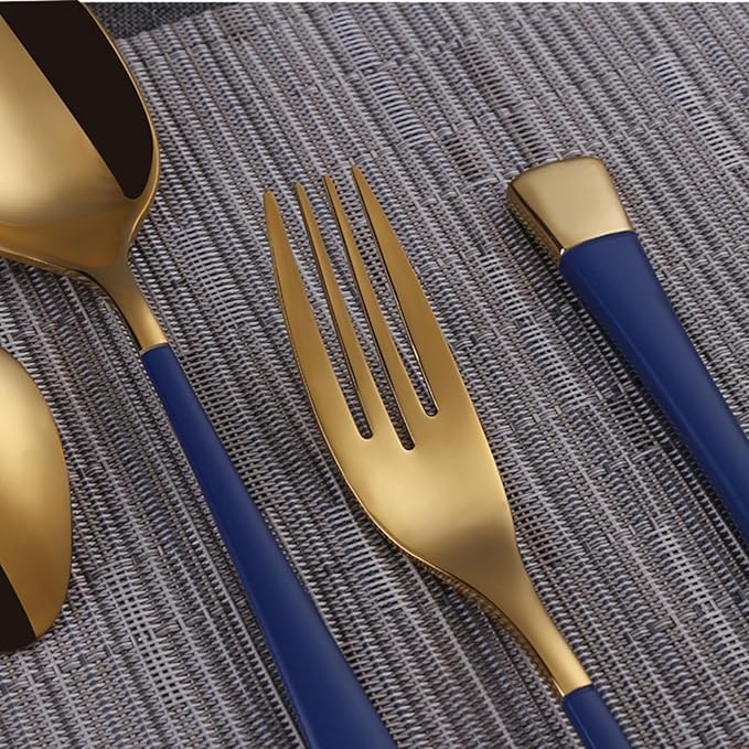 Blue-Gold Silverware ZILNEHZ Flatware Set for 10 Stainless Steel Cutlery Set Elegance Luxury Tableware Set Forks and Spoons Utensil Sets for Home Restaurant Dishwasher Safe