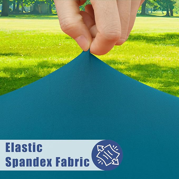 Round Spandex Tablecloth, Elastic Fitted Waterproof Tablecloths for 31"-35" Tables, Stretch Washable Picnic Table Cover for Camping, Dining, Indoor and Outdoor,Peacock Blue