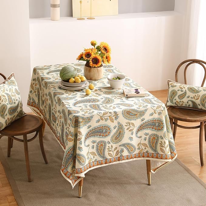 patdrea Designer Vintage French Rectangle Table Cloth,Italian Floral Wrinkle Free Farmhouse Long Tablecloth,Decor Table Cover for Kitchen Dining,Christmas,Tea Party,Thanksgiving,63"x102"-Lysaniya