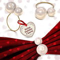 Gold Pearl Napkin Rings Set of 12 – Valentine Napkin Rings | Romantic Table Decor with Faux Pearls | Reusable, Metal & Scratch-Resistant Finish - for Weddings, Banquets, Holiday Dinners & Gift Giving