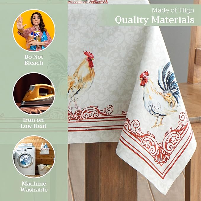 Maison d' Hermine Table Cloth Rectangle Table 100% Cotton 60 x 120 Inches Tablecloth Reusable Decorative for Dining Room Farmhouse Home Valentines Day Decorations Spring Summer - Campagne