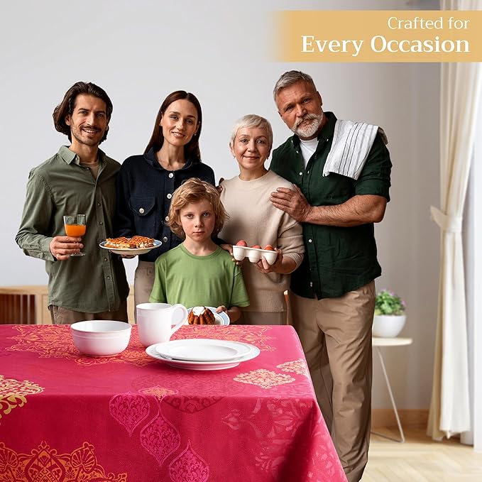 Maison d' Hermine Table Cloth Square Table 100% Cotton 60 x 60 Inches Fall Tablecloth Reusable Everyday Use for Thanksgiving Christmas Decorations Dining Farmhouse Party (Versailles)