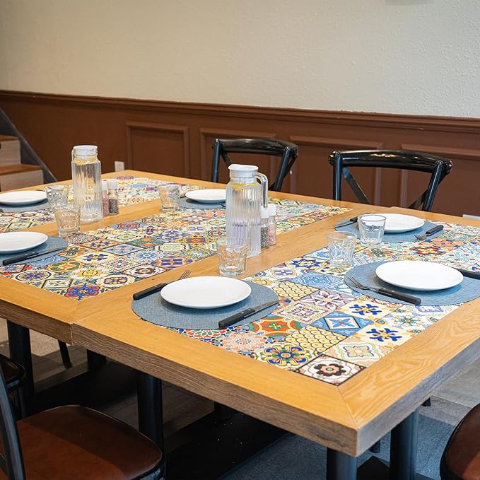 Round Wipeable Placemats Set of 4 – Faux Leather Round Table Mats, Waterproof & Washable Vinyl Placemats, Circle Design for Dining Table Decor– Charcoal Blue