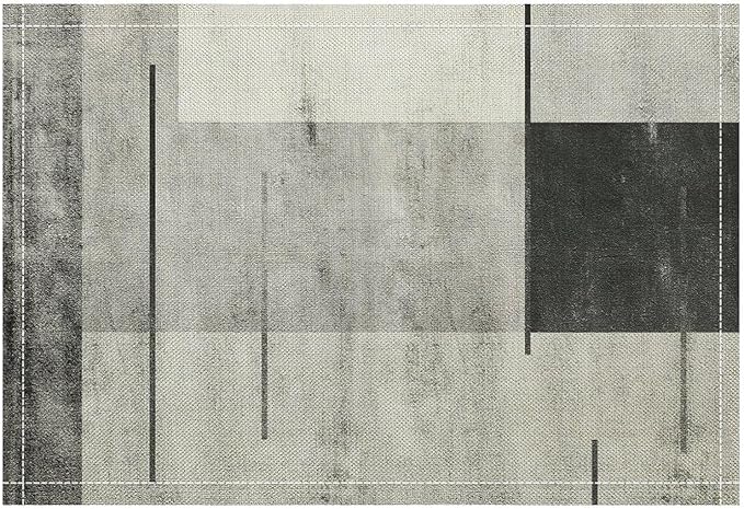 Gradient Placemat Set, Modern Minimal Black White Grey Abstract Geometric Shape Line Patchwork Pattern Home Decor Linen Table Mats for Dining Room Kitchen Party (17x12in) x2P