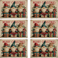Table Placemats Set of 6, Waterproof Linen Fabric, Non-Slip Backing & Easy Clean, Elegant Dining Table Protectors for Family and Guests (Vintage Christmas Gnome)