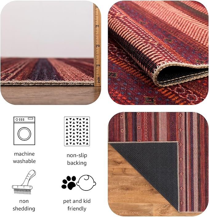 Keen Home Design 4x6 Rug - Machine Washable Area Rug with Non-Slip Backing, Ideal for Living Room, Dining Room, Bedroom - Vintage, Easy Clean, Durable, Low Pile Rug - (4' x 6')