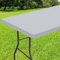 Smiry Rectangle Tablecloth, Elastic Fitted Flannel Backed Vinyl Tablecloths for 6ft Folding Tables, Waterproof Wipeable Table Covers for Indoor, Outdoor, Picnic and Camping (Light Grey, 30"x72")