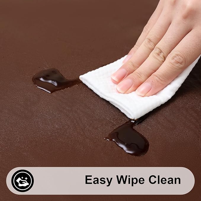 Smiry Rectangle Tablecloth, Elastic Fitted Flannel Backed Vinyl Tablecloths for 6ft Folding Tables, Waterproof Wipeable Table Covers for Indoor, Outdoor, Picnic and Camping (Coffee, 30"x72")