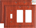 2-Pack Combo Toggle/Double Decorator Outlet Cover Plate, Wood Grain Decorative Switch Plates and Outlet Covers, Durable Natural Bamboo Fiber Wall Plates for Electrical Outlets, Receptacle, GFCI Outlet