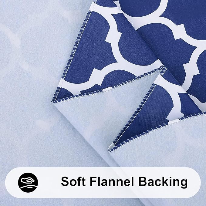 Smiry Rectangle Table Cloth Cover, Waterproof Vinyl Tablecloth with Flannel Backing for Rectangle Tables, Wipeable Spillproof Plastic Tablecloths for Dining, Camping and Indoor (60"x102", Navy)