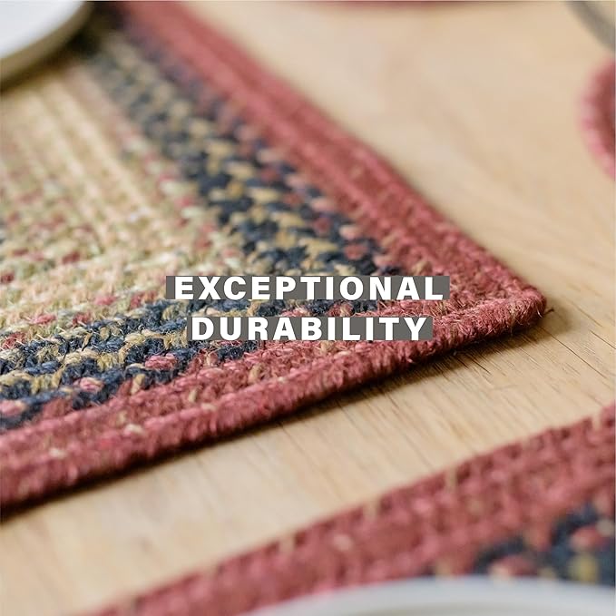 Homespice Highland Jute Woven Placemats, Warm Country and Cabin Decor, Set of 4, Multicolor 13x19 Rectangle Table Mats - Vibrant Colors, Durable, Easy to Clean and Protects Furniture