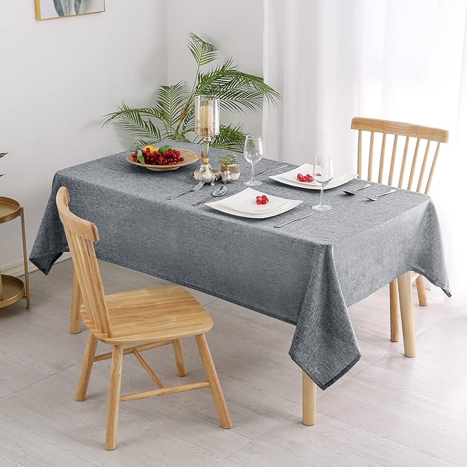 Hiasan Faux Linen Square Tablecloth - Wrinkle and Stain Resistant Washable Table Cloth for Kitchen Dining Room Holiday Table Cover for Party Dinner, Grey, 70 x 70 Inch