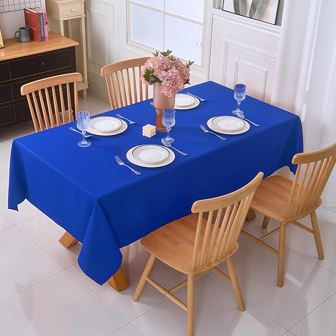2-Pack 60x144 inch Royal Blue Table Cloths, Solid Stain and Wrinkle Resistant Oblong Tablecloth, Premium Plain Weave Polyester Fabric Rectangle Table Linen Covers for Hotel, Banquet