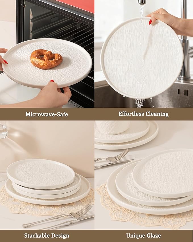 Dinnerware sets plates and bowls sets modern plates,Ceramic Dinnerware Sets,12 Pieces Porcelain Lightweight Plates,Scratch Resistant Dish Set (style - 9, 4 - Set (12pcs))