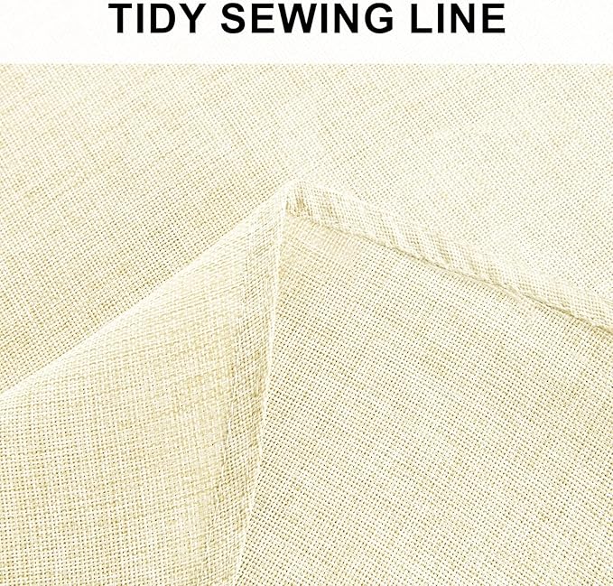 Hiasan Round Linen Tablecloth 50 Inch - Wrinkle and Stain Resistant Washable Polyester Fabric Table Cloth for Dining Room Kitchen Party, Champagne