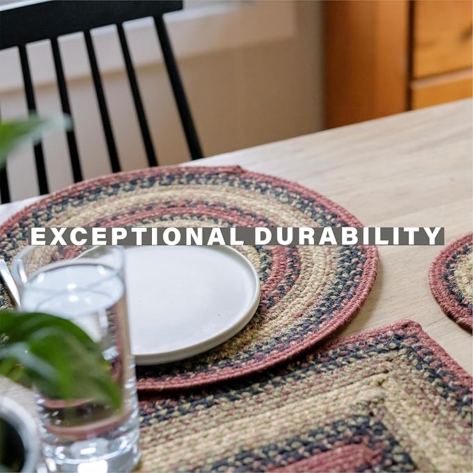 Homespice Highland Braided Oval Table Runner, Rustic Lodge Decor, Multicolor 11x36 - Jute Dining Table Accessories - Rich Colors, Easy to Clean, Durable and Protects Furniture