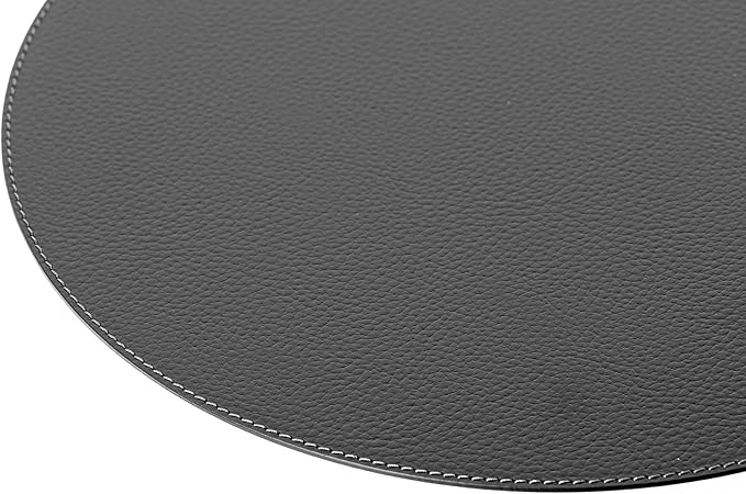 Nikalaz Oval Placemats Set (Pack of 4) Recycled Leather Table Mats 18 x 13 inches (45.7 x 33 centimetres), Kitchen Dining Table Decor by Nikalaz (Black)