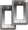 Henne Bery Rope Edge Decorative Wall Plate Switch Plate Outlet Cover (Single Decorator, 2 Pack, Heirloom Silver)
