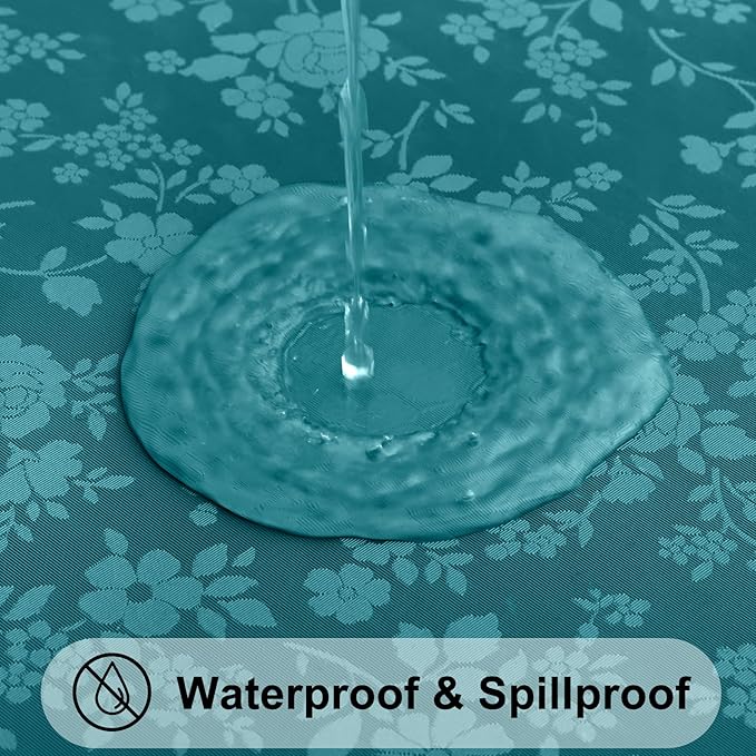 Smiry Round Table Cloth, Waterproof Heavy Duty Vinyl Tablecloths, Wipeable Washable Table Cover for Kitchen and Dining Room (Emerald Green, 70" Round)