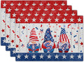 Giwawa Patriotic Gnomes Placemats 12x18inch 4th of July USA Elf American Stars Place Mat Set of 4 for Kitchen Dining Independence Day Heat Resistant Table Mats for Tabletop Holiday Decor