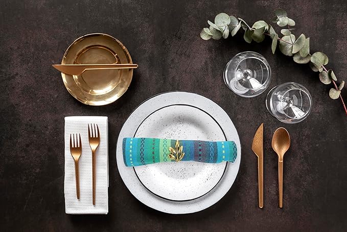 ACCENTHOME 100% Cotton Salsa Stripe Napkin Set of 6 18x18 inch Blue/Teal Multicolour Dinner Napkins -Washable Soft Premium Hotel Quality Napkins Perfect Table Linen for Family Dinners Weddings