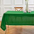 Solino Home Garden Green Linen Tablecloth 60 x 120 Inch - 100% Pure Linen Hemstitch Table Cloth for Rectangle Tables - Classic Hemstitch, Washable Tablecloth for Winter, St Patricks Day, Easter