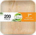 Raj Palm Leaf Plates [200-Pack] 7" Square Plates like Bamboo plates Disposable, Strong, Decorative Compostable Tableware for wedding, Lunch, Dinner, Birthday, Camping, Outdoor BBQ, Picnic