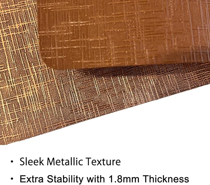 Faux Leather Placemats, Dual‑Sided Non‑Slip Vinyl Placemats, Washable Table Mats, Wipeable Metallic Dining Mats for Kitchen and Dining (Brown, Set of 6)