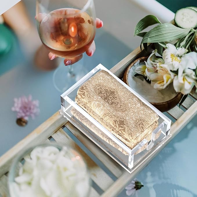 Transparent Acrylic Napkin Holder Clear Guest Paper Disposable Hand Towel Dispenser Tray Organizer For Table Home Kitchen Restaurant and Hotel Business
