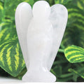 YATOJUZI 2" Clear Quartz Angel Decor Healing Crystals Polished Natural Stone Sculpture Statue Hand Carved Cute Figurines Energy Reiki Home Room Office Desk Decoration Guardian Gifts for Women Men