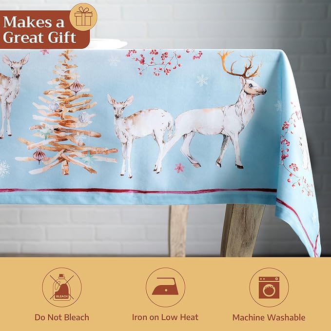Maison d' Hermine Table Cloth Square Table 100% Cotton 60 x 60 Inches Fall Tablecloth Reusable Everyday Use for Thanksgiving Christmas Decorations Dining Farmhouse Party (Fairy Tale Forest)