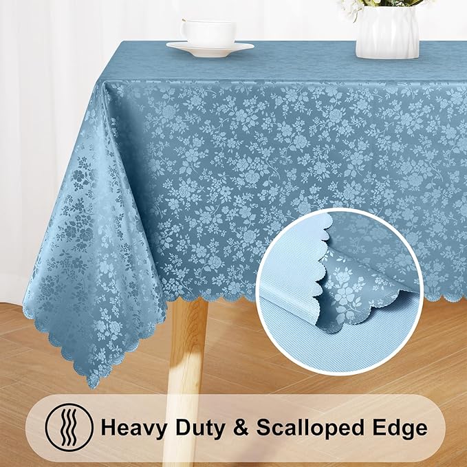Smiry Rectangle Table Cloth, Waterproof Heavy Duty Vinyl Tablecloths, Wipeable Washable Table Cover for Kitchen and Dining Room (Stone Blue, 60" X 84")