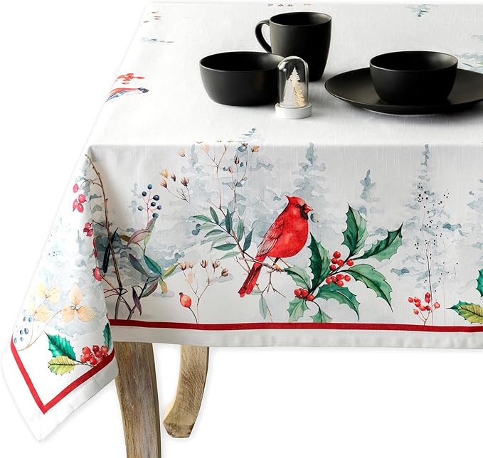 Maison d' Hermine Table Cloth Rectangle Table 100% Cotton 60 x 120 Inches Fall Tablecloth Reusable Everyday Use for Thanksgiving Christmas Decorations Dining Farmhouse Party (Morzine)