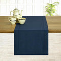 D'Moksha Homes Linen Navy Blue Table Runner 84 Inches Long - 100% Pure Linen Table Runner 14 x 84 Inch for Easter - Classic Hemstitch