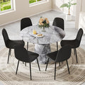 Round Dining Table Set for 6, 45" Modern Faux Marble Kitchen Table and Upholstered Chairs, 7 Piece Circle Dinner Set for Dining Room, Kitchen (Marble Gray Set)