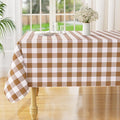 misaya Rectangle Waterproof Vinyl Table Cloth, Buffalo Flannel Backed Tablecloth, Wipeable Plastic Table Cover for Dinner, Kitchen, Outdoor (60" x 102", Brown and White)
