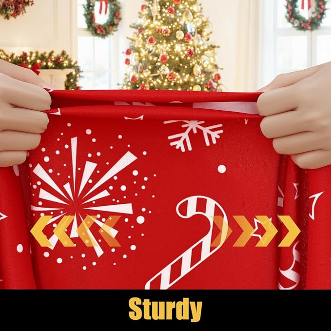 Smiry Rectangle Christmas Table Cloth, Waterproof Elastic Fitted Tablecloths for 8 Foot Tables, Washable Polyester Table Cover for Christmas Dinner (Snowflower, 30"x96")