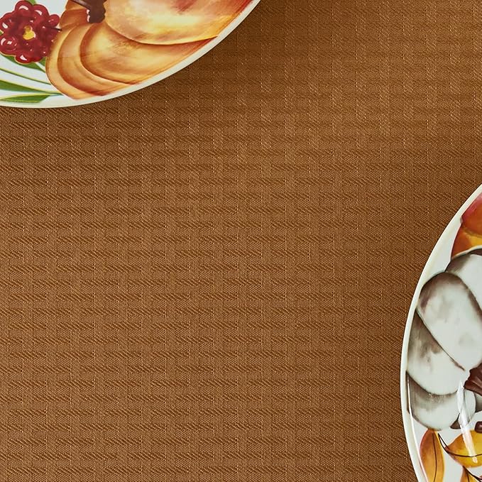 maxmill Fall Tablecloth Stain Resistant Waterproof Wrinkle Resistant Spillproof Soft Weaved Pattern Table Cloth for Dining Room Harvest Thanksgiving Parties, Rectangle 70 x 108 Inch, Amber