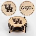 LazerEdge Houston Cougars Wooden Coaster Set - Maple Wood - Officially Licensed Product - 4-Pack