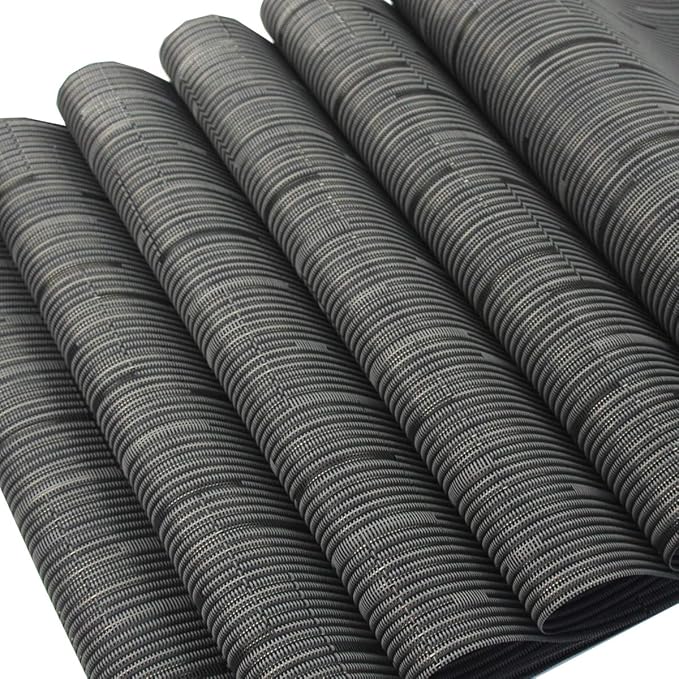 Placemats for Dining Table Washable Woven Vinyl Placemats Heat-resistand Table Dinner Placemats Set of 6 (Black)