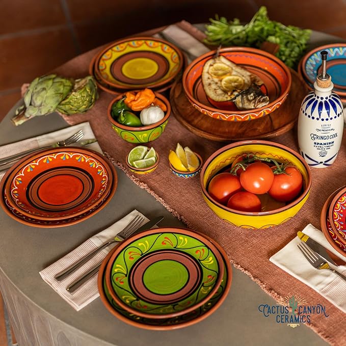 Cactus Canyon Ceramics Spanish Terracotta 5-Piece Tiny Super Small Mini-Bowl (Pinch Bowls) Set, Multicolor