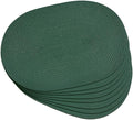 Noctiflorous Oval Braided Placemats Set of 8 Woven 12x18 Inch Non Slip Washable Heat Resistant Place Mats Round Tablemats for Dining Kitchen Party Daily Table Decor Dinner Mats (Solid Forest Green, 8)