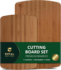 ROYAL CRAFT WOOD Wooden Cutting Boards for Kitchen Meal Prep & Serving - Non Toxic cutting board Bamboo Wood Serving Board Set - Charcuterie & Chopping Butcher Block for Meat