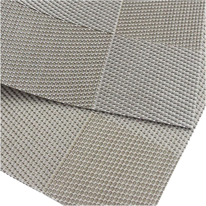 PIGCHCY Placemats Heat-Resistant Non-Slip Table Mats Washable Easy to Clean Woven Vinyl Placemats for Dining Table(Set of 4, Grey)