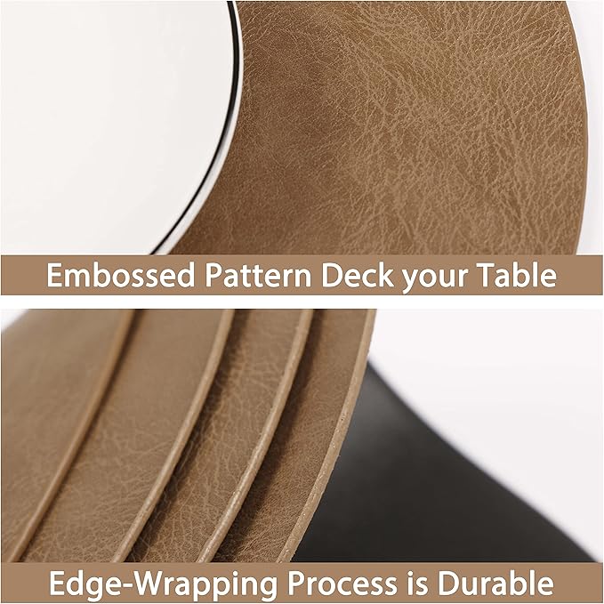 Set of 8 PU Leather Placemats, Waterproof Coffee Coasters, Kitchen Table Mats, Easy to Wipe Off for Dining Round Table