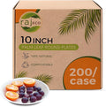 Raj Palm Leaf Plates [100-Pack] 10" Round Plates (2 CASES - 200 PACK) like Bamboo plates Disposable, Strong, Decorative Compostable Tableware for weddings, Lunch, Birthday, Camping, Outdoor