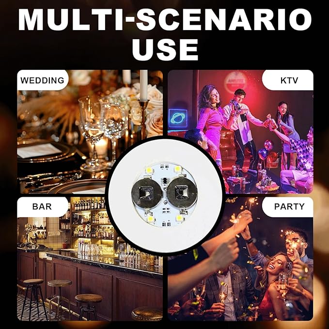 12 pcs LED Coaster, Bottle Lights for Liquor Bottles, Sticker Lights for Wine Liquor Bottle, Club, Bar, Party