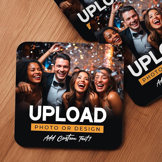 10 Pack Personalized Drink Coasters, Custom Cardboard Coasters with Photo and Text, Design Your Own Coaster for Events, Parties, Bars, and Unique Gifts, 3.95" Round, Design 1